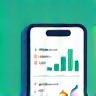 Icon representing data usage with a smartphone screen showing charts.
