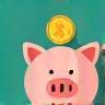 Icon representing savings with a piggy bank and euro coins.